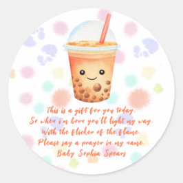 Bubble-Tea-Baby-Shower - Gebetskerzenetikett Runder Aufkleber