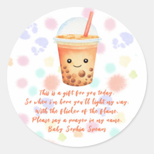 Bubble-Tea-Baby-Shower - Gebetskerzenetikett Runder Aufkleber