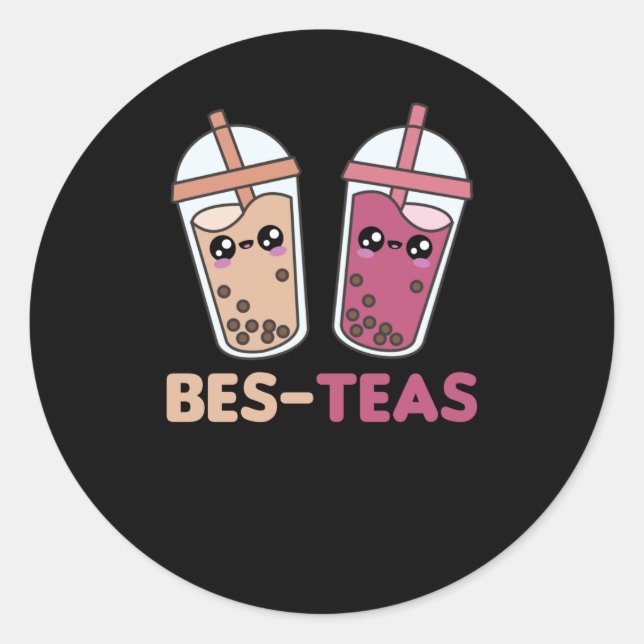 Bubble Tea Best Friends Party Partner Boba Runder Aufkleber (Vorderseite)