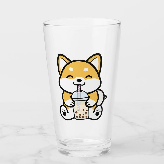 Bubble Tea Boba Corgi Glas (Vorderseite)