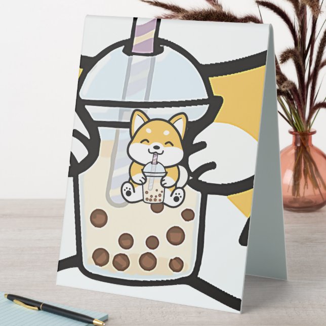 Bubble Tea Boba Corgi Tischaufsteller (In Situ (Tisch))