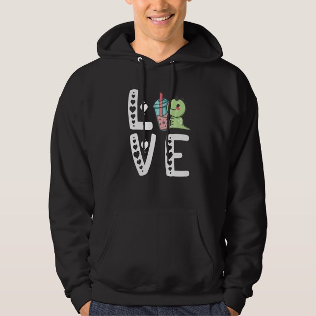 Bubble Tea Dinosaurier Niedlich Boba Tea Dino Swee Hoodie (Vorderseite)