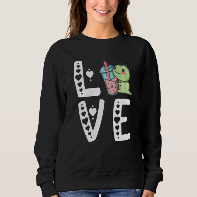Bubble Tea Dinosaurier Niedlich Boba Tea Dino Swee Sweatshirt (Vorderseite)