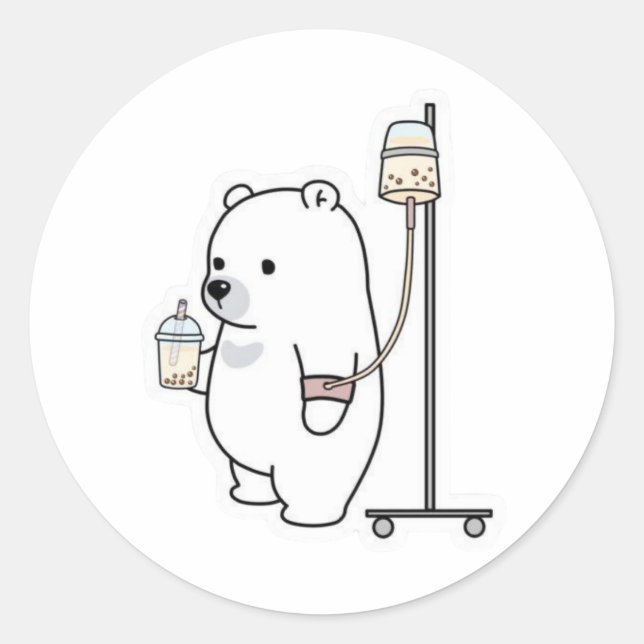 Bubble Tea Eisbär IV Runder Aufkleber (Vorderseite)