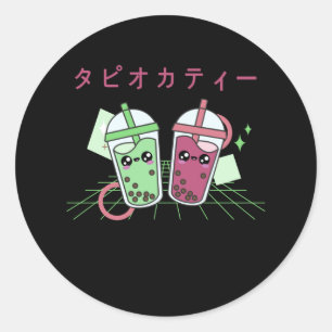 Bubble Tea Japanischer Retro 90er Kawaii Runder Aufkleber
