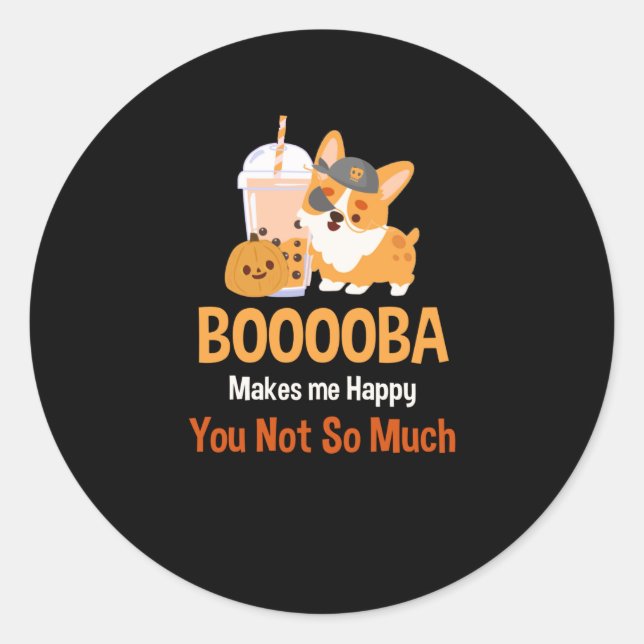 Bubble Tea Kawaii Halloween Runder Aufkleber (Vorderseite)