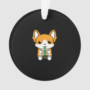 Bubble Tee Boba Corgi Premium Ornament