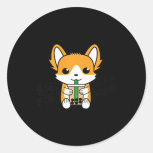 Bubble Tee Boba Corgi Premium Runder Aufkleber