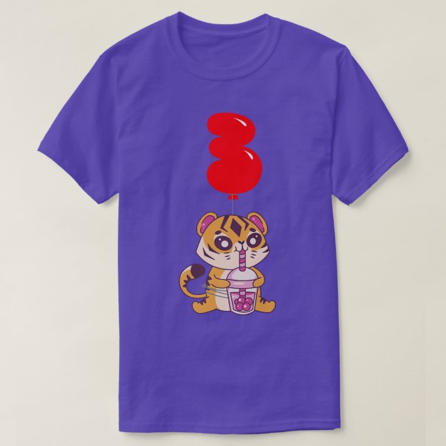 Bubble Tee Tiger - 3. Geburtstag - Kinder Ballon P (Design vorne)