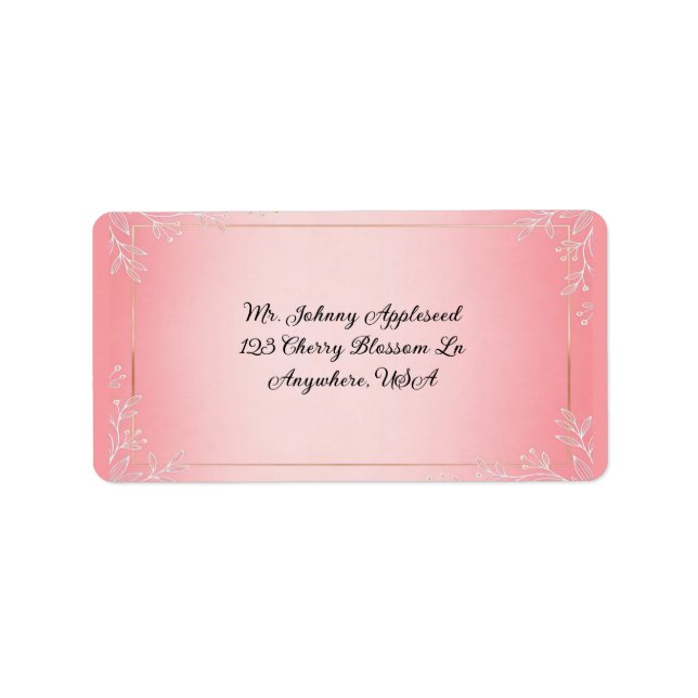 Bubblegum Blush Hochzeit  Adressaufkleber (Vorne)