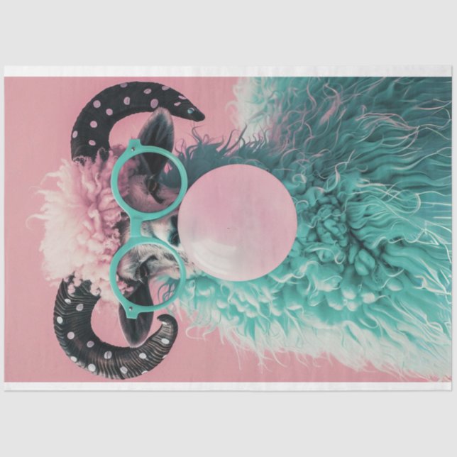 Bubblegum Breeze Aquamarin Ram Decoupage Seidenpapier (Vorderseite)