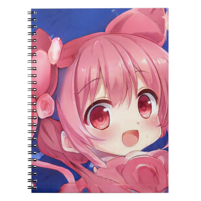 Bubblegum Erdbeere Rose Chibi Anime Girl Manga Notizblock (Vorderseite)