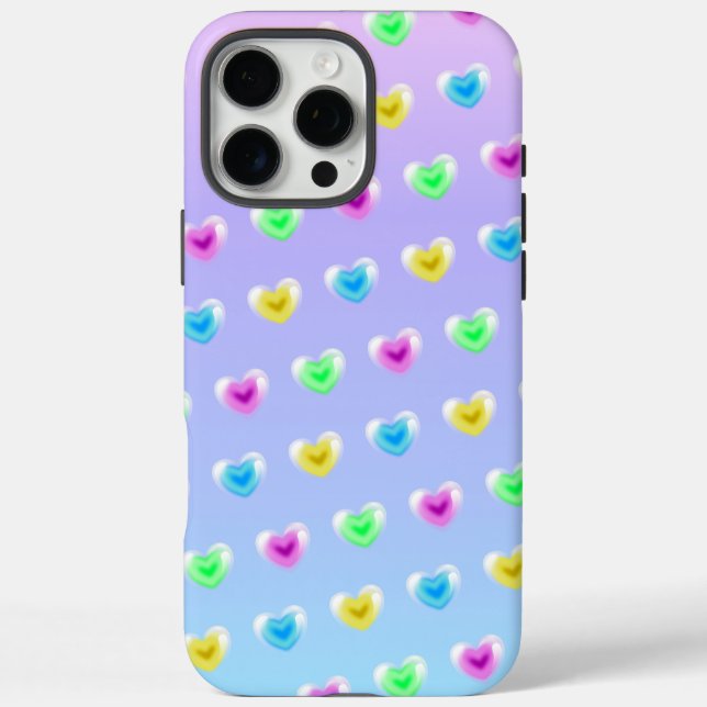 Bubblegum farbiges Glasherz Ballon Valentine iPhone 16 Pro Max Hülle (Rückseite)
