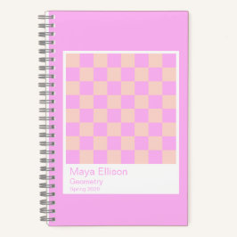 Bubblegum/Peach Modern Checkerboard Notebook Notizbuch