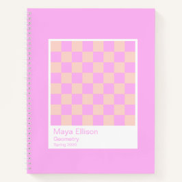 Bubblegum/Peach Modern Checkerboard Notebook Notizbuch