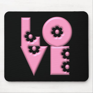 Bubblegum Pink 3D LIEBE Square Mousepad