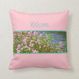 Bubblegum pink, aquamarin, Blume, willkommen, Ihre Kissen