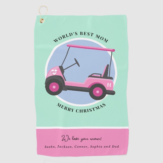 Bubblegum Pink Golf Cart Mama Golfhandtuch (Vorderseite)
