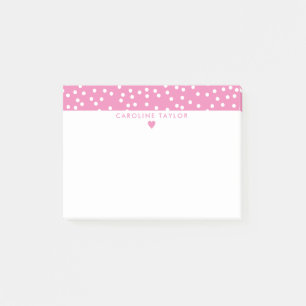 Bubblegum Pink Heart & Dots Niedlich Girly Post-it Klebezettel
