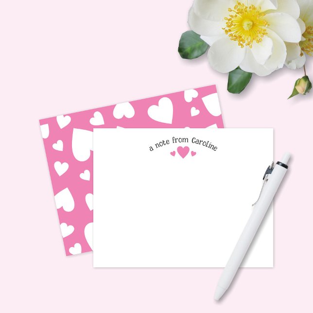 Bubblegum Pink Hearts Niedlich Girly Note Card Mitteilungskarte (Von Creator hochgeladen)