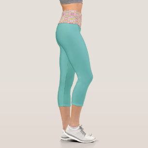 Bubblegum Pink Paint Spritzer Pattern Capri Leggings