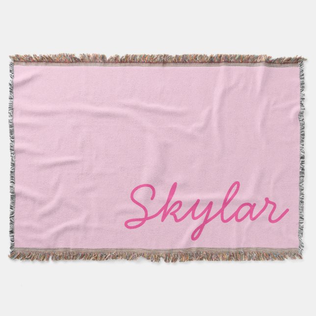 Bubblegum Pink und Hot Pink Individuelle Name Mono Decke (Vorderseite)