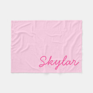 Bubblegum Pink und Hot Pink Individuelle Name Mono Fleecedecke