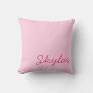 Bubblegum Pink und Hot Pink Individuelle Name Mono Kissen