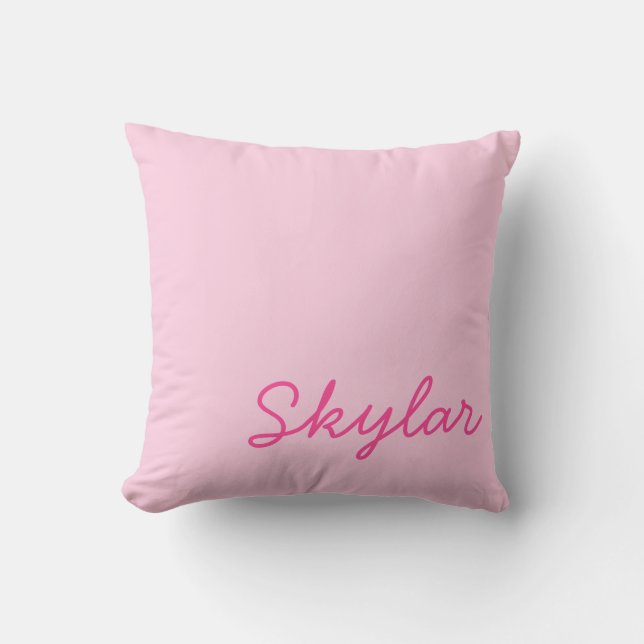Bubblegum Pink und Hot Pink Individuelle Name Mono Kissen (Vorderseite)