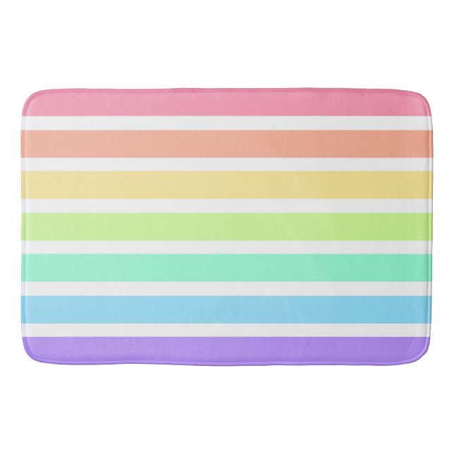 Bubblegum Regenbogen und weiße Streifen Badematte (Vorderseite)
