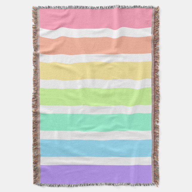 Bubblegum Regenbogen und weiße Streifen Decke (Vorderseite Vertikal)