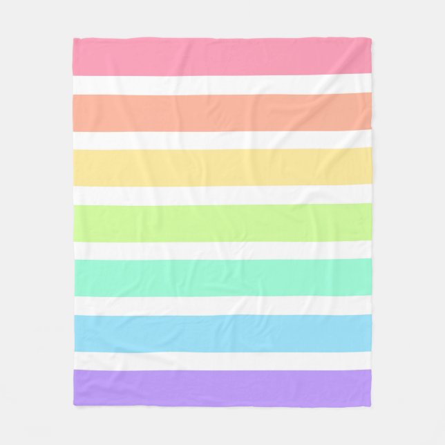 Bubblegum Regenbogen und weiße Streifen Fleecedecke (Vorderseite)