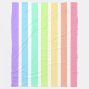 Bubblegum Regenbogen und weiße Streifen Fleecedecke