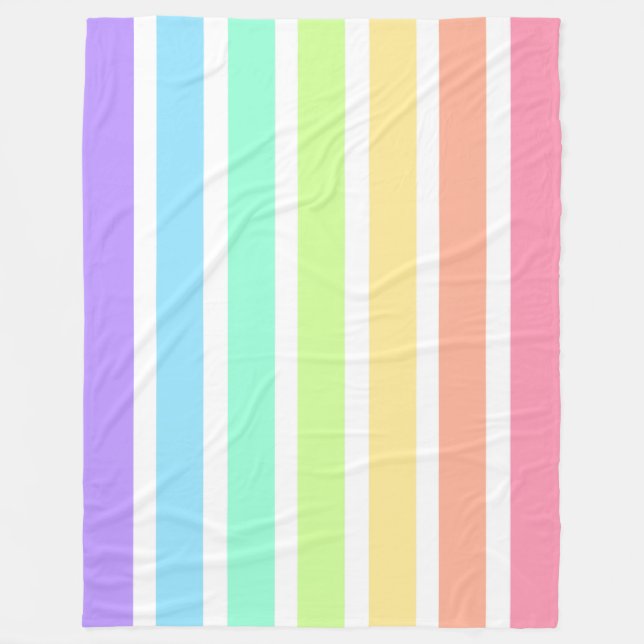 Bubblegum Regenbogen und weiße Streifen Fleecedecke (Vorderseite)