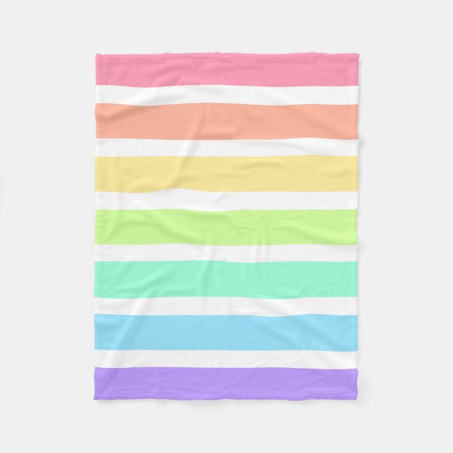 Bubblegum Regenbogen und weiße Streifen Fleecedecke (Vorderseite)