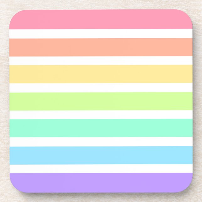 Bubblegum Regenbogen und weiße Streifen Getränkeuntersetzer (Vorderseite)