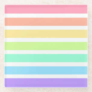 Bubblegum Regenbogen und weiße Streifen Glasuntersetzer