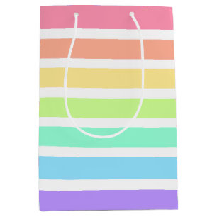 Bubblegum Regenbogen und weiße Streifen Mittlere Geschenktüte