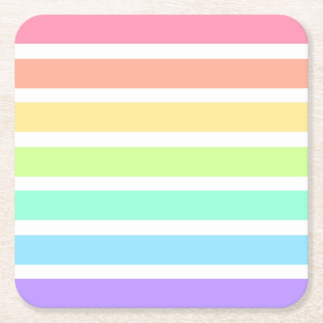 Bubblegum Regenbogen und weiße Streifen Rechteckiger Pappuntersetzer (Vorderseite)