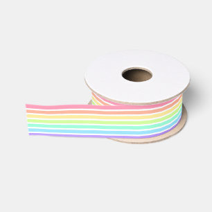 Bubblegum Regenbogen und weiße Streifen Ripsband