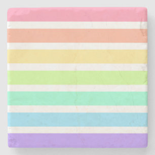 Bubblegum Regenbogen und weiße Streifen Steinuntersetzer