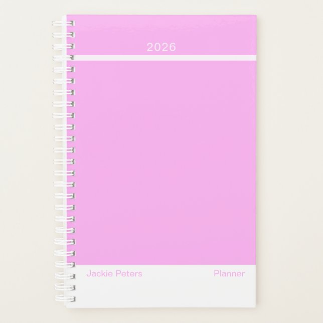 Bubblegum-Rosa Minimalistischer Planer (Vorderseite)