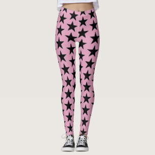 Bubblegum rosa mit schwarzen Sternen Leggings