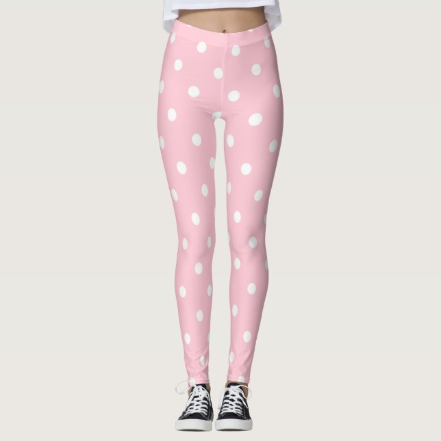 Bubblegum rosa Tupfen Leggings (Vorderseite)