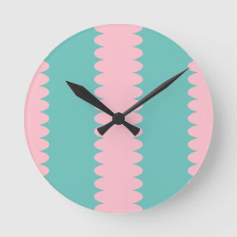 Bubblegum rosa und aquamarin, einzigartiges Muster Runde Wanduhr