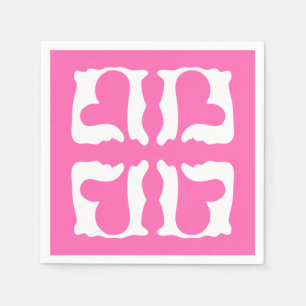 Bubblegum Rosa und Weiße Herzen Serviette