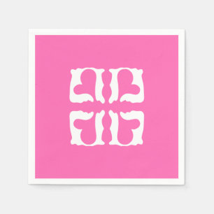 Bubblegum Rosa und Weiße Herzen Serviette