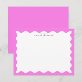 Bubblegum-Rosa Wellige Rahmen-Notizkarte Einladung