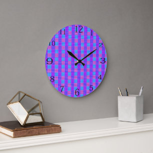 Bubblegum Tartan Print, Große Wanduhr