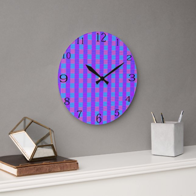 Bubblegum Tartan Print, Große Wanduhr (Büro)